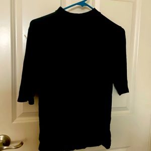 Elbow sleeve mock neck black top